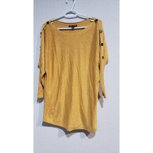 Cable & Gauge Womens Mustard Yellow 3/4 Sleeve Sweater Size S